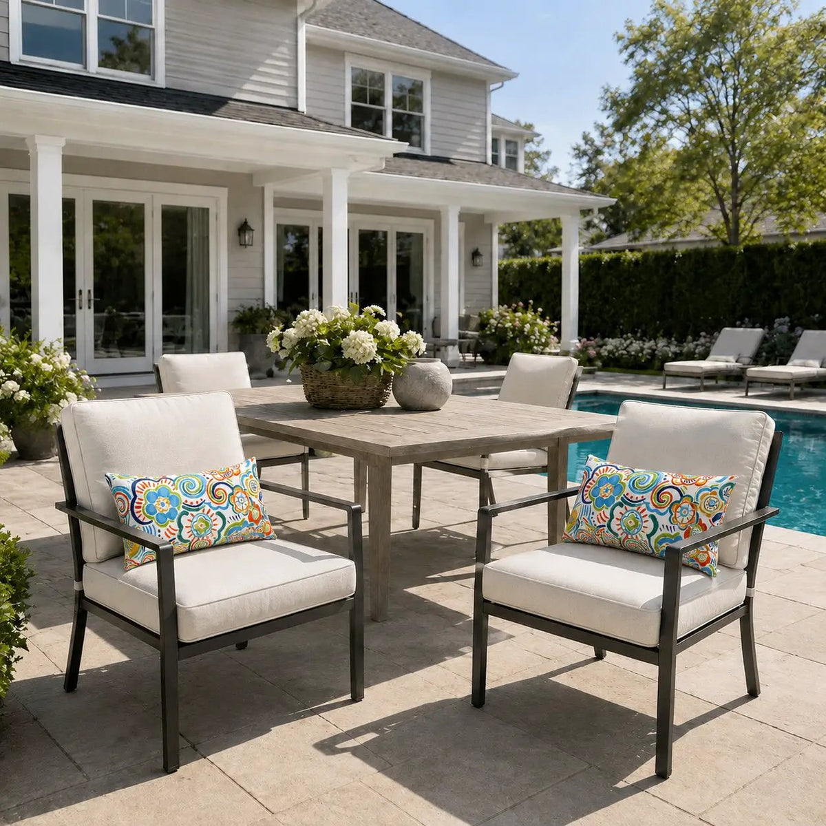 2 Pack Outdoor Lumbar Pillow Covers - Blue Medallion by HouseOfZazla
