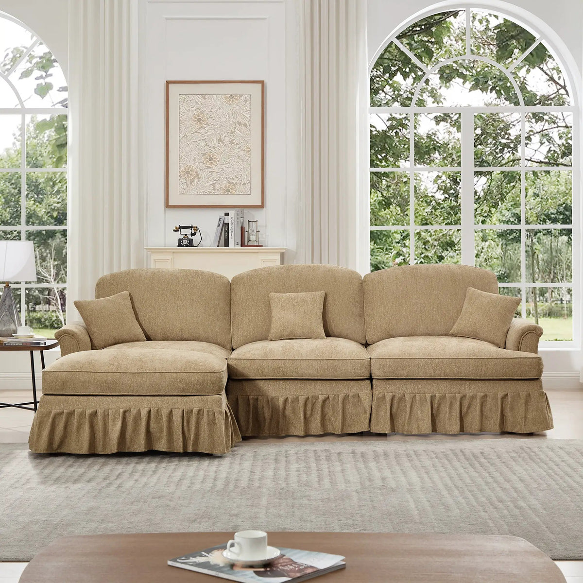 Mid Century Three Seater Modular L Shaped Sectional Couch