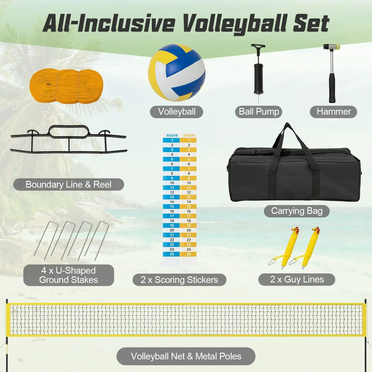 Portable Outdoor Volleyball Net Set Heavy-Duty Volleyball Net System, photo 14 of 16