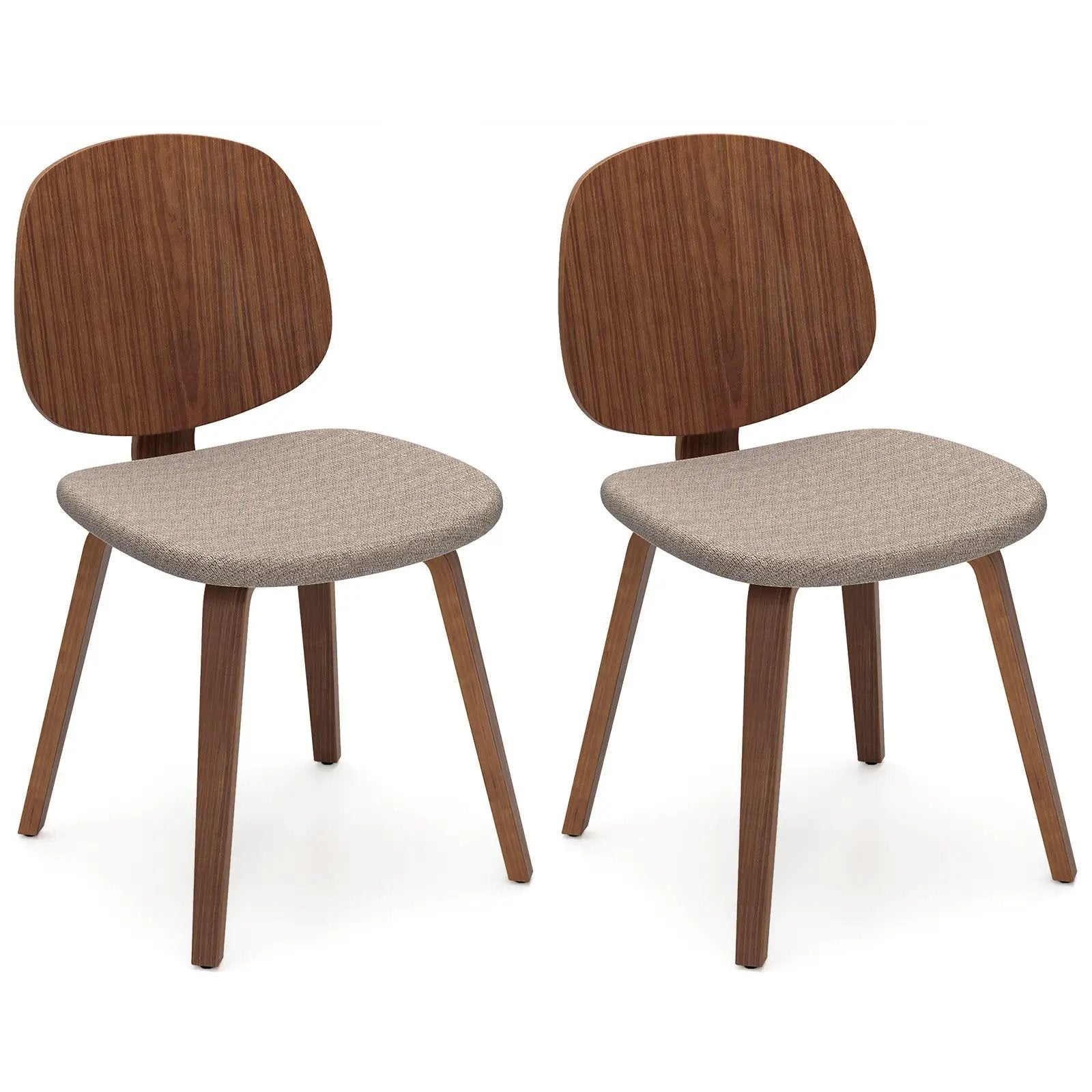Wooden Dining Chair Set of 2 with Bentwood Frame and Padded Seat-Walnut by DirectDeals