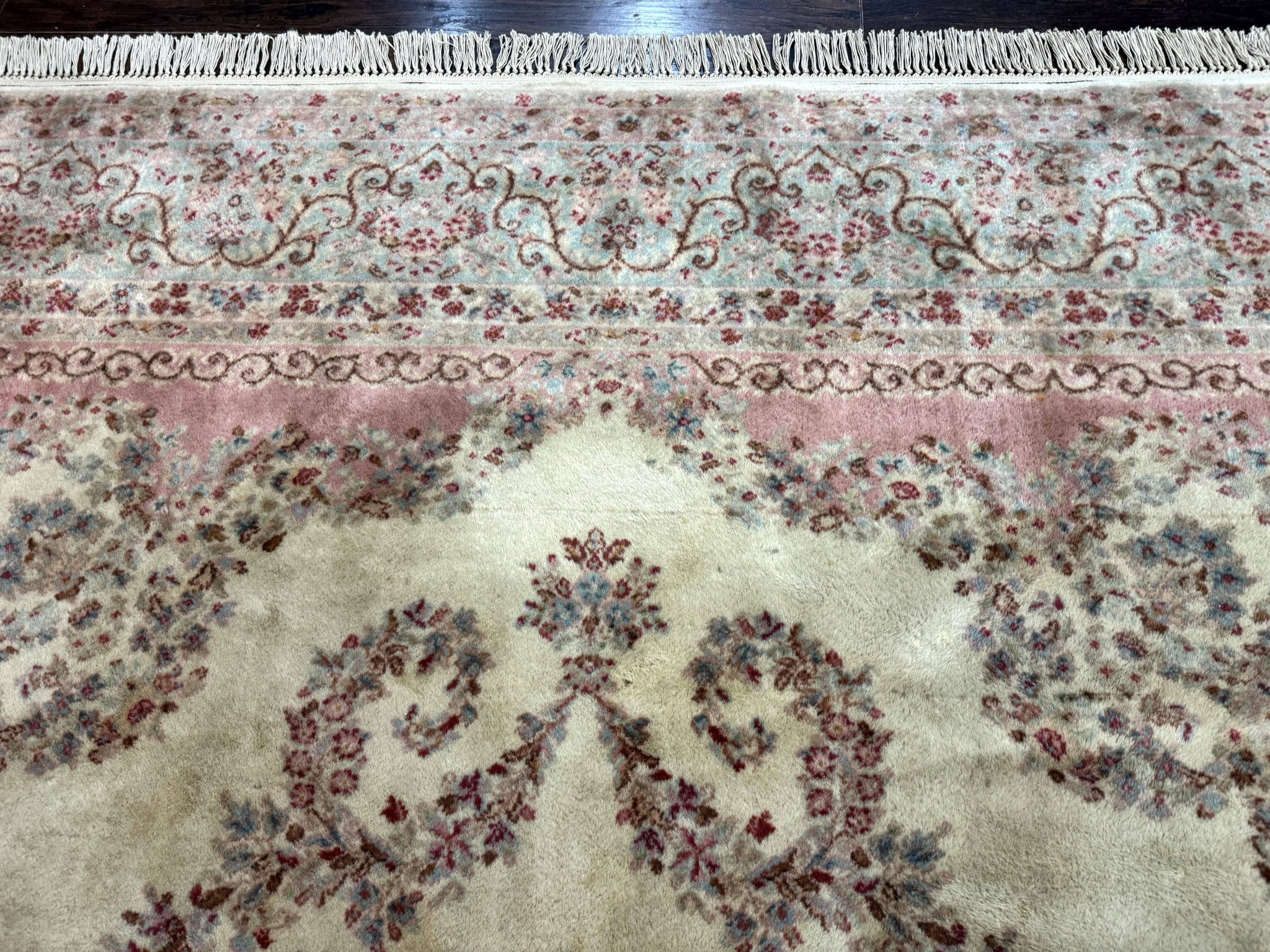 Karastan Rug 8.8 x 12, Pastel Ivory Kirman Rug #784, Wool Karastan Carpet, Original 700 Series, Vintage Karastan Area Rug, Discontinued by Jewel Rugs
