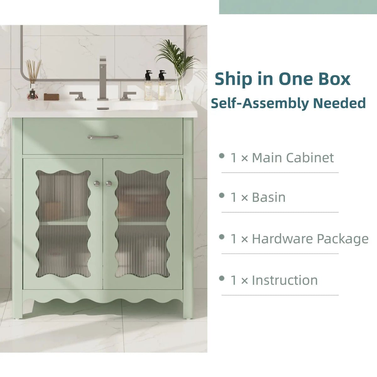 30 Inches Bathroom Vanity with Tempered Glass by HouseOfZazla
