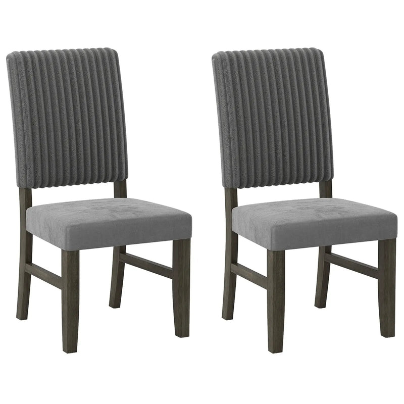 Dining Chair Set of 2 Mid-Century Modern Velvet Fabric Upholstered Chairs-Grey by DirectDeals