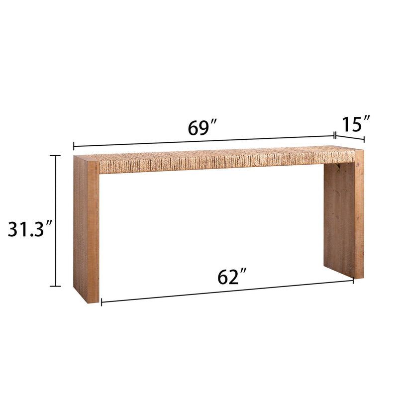 Console Table, Handwoven Top - Antique Natural / Natural by HouseOfZazla