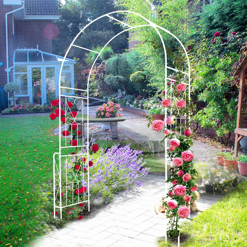 Metal Garden Arch W55'' x H94.5'' - Cream White Outdoor Arbor by HouseOfZazla