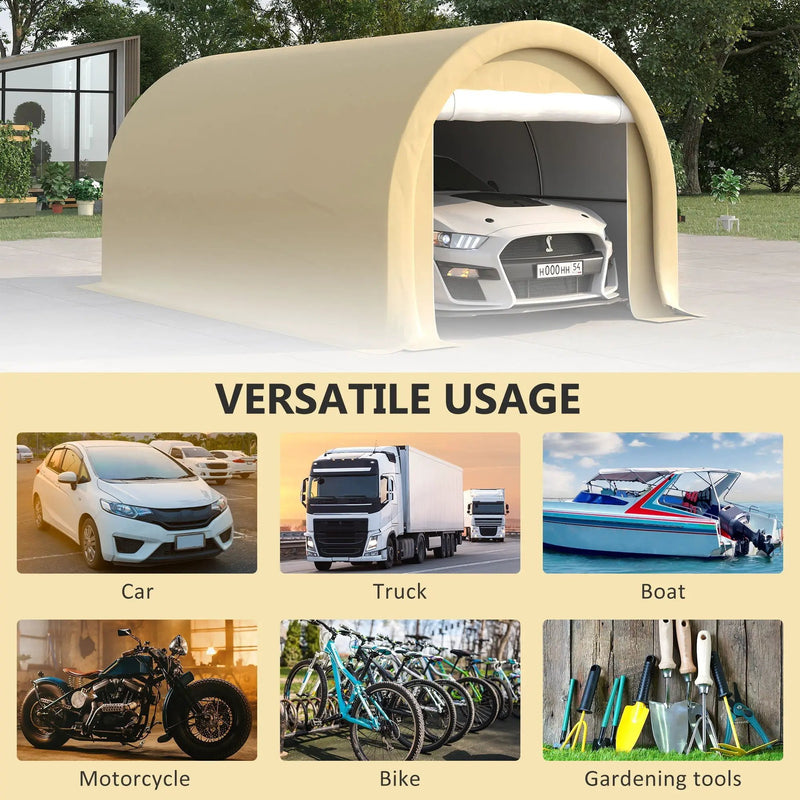 Outsunny - 10' x 16' Carport, Heavy Duty Portable Garage Storage Tent With Large Zippered Door, Anti-Uv Pe Canopy Cover For Car, Truck, Boat, Motorcycle, Bike, Garden Tools, Outdoor Work by HouseOfZazla