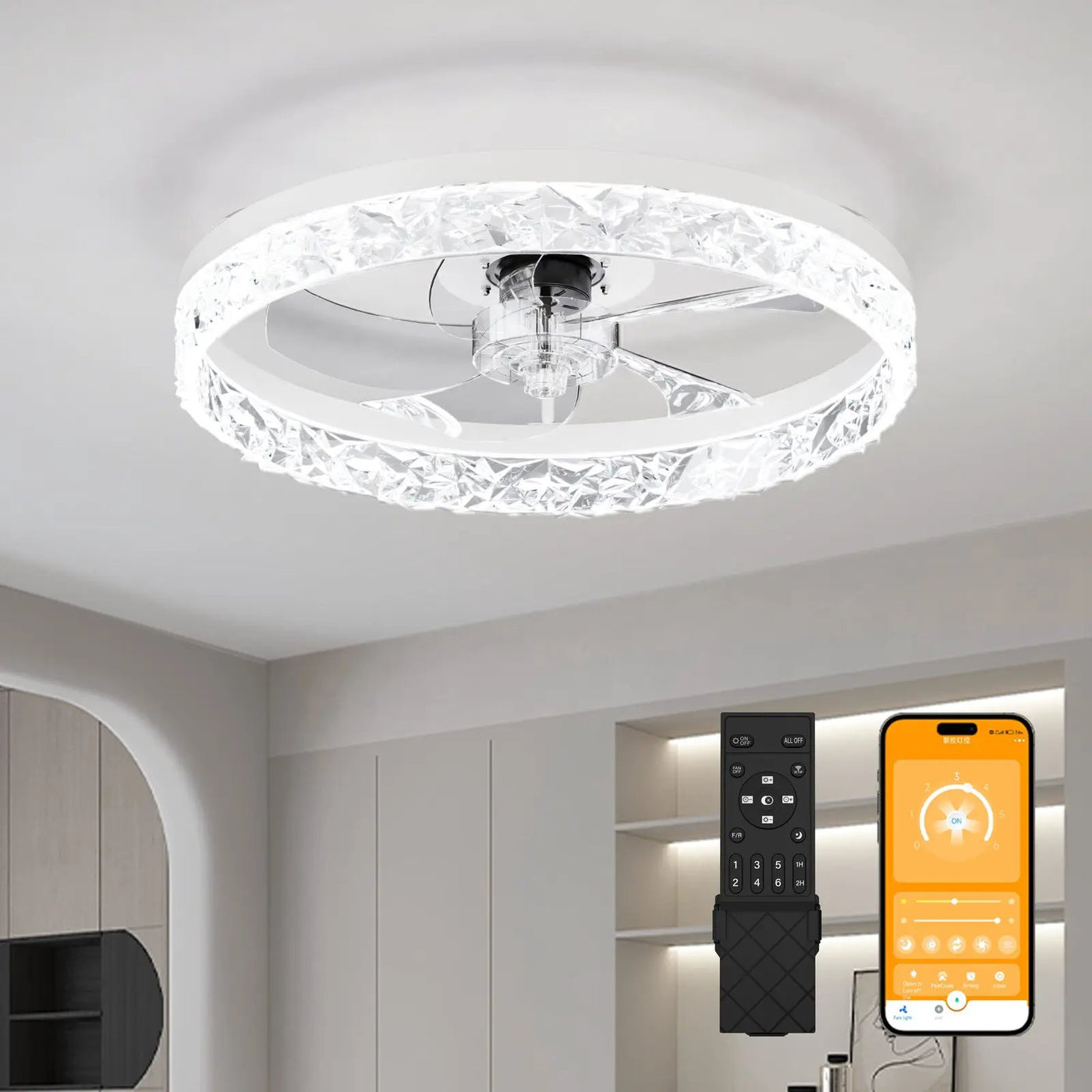19.7" Ceiling Fan with Dimmable LED Light and Remote & App Control by HouseOfZazla