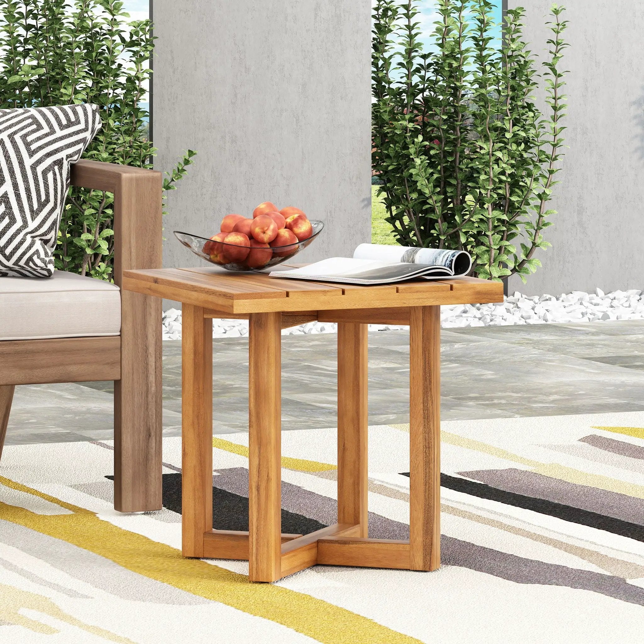Ella - Square Side Table With Cross Stretcher Base by HouseOfZazla