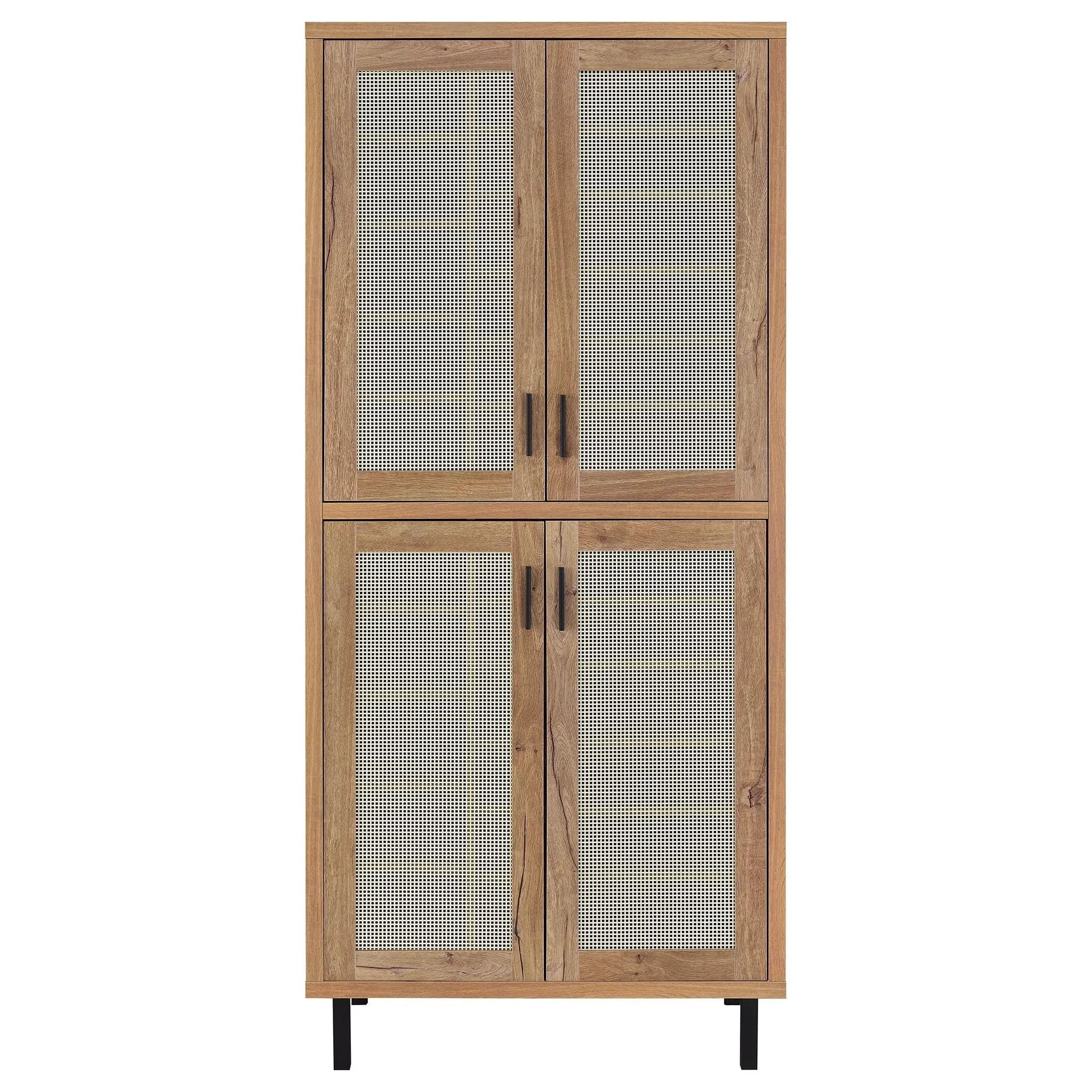 Teller 80-inch 4-door Tall Shoe Storage Cabinet Natural Oak by Unique Piece Furniture