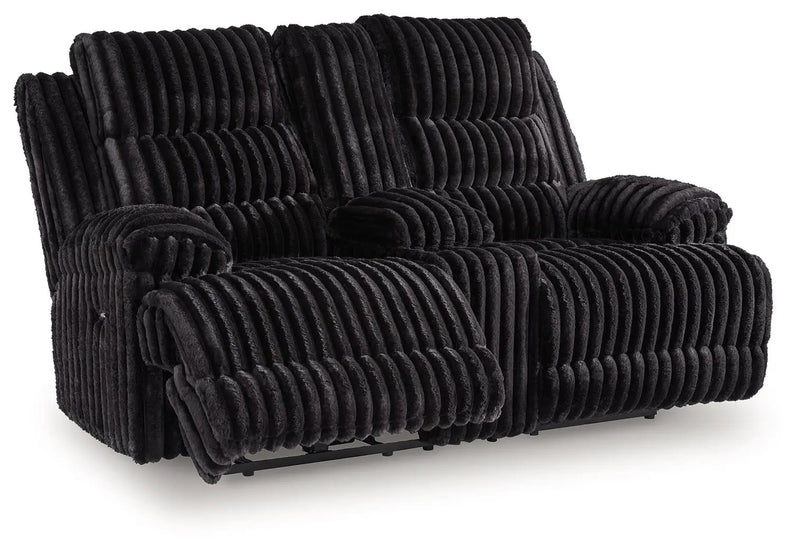 Rhine Falls - Double Reclining Power Loveseat With Console - Onyx by Unique Piece Furniture
