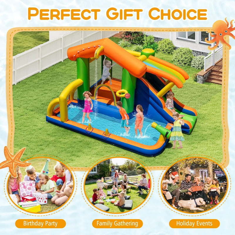 8-in-1 Jumping Castle with Slide and 480W Blower by DirectDeals