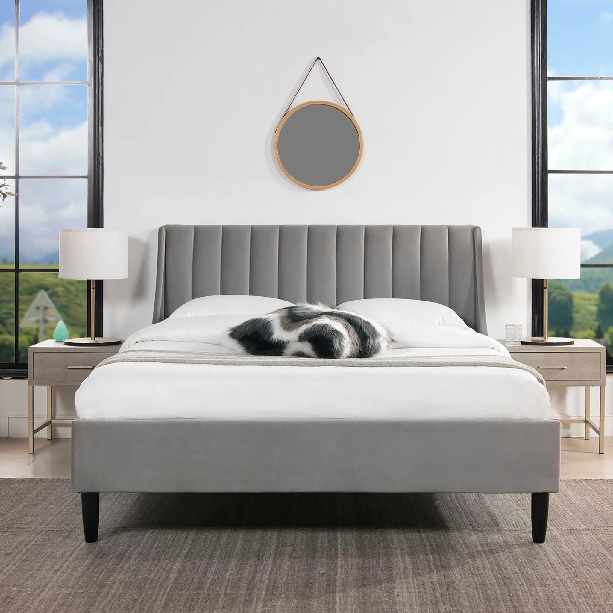 Aspen - Vertical Tufted Modern Headboard Platform Bed Set by HouseOfZazla