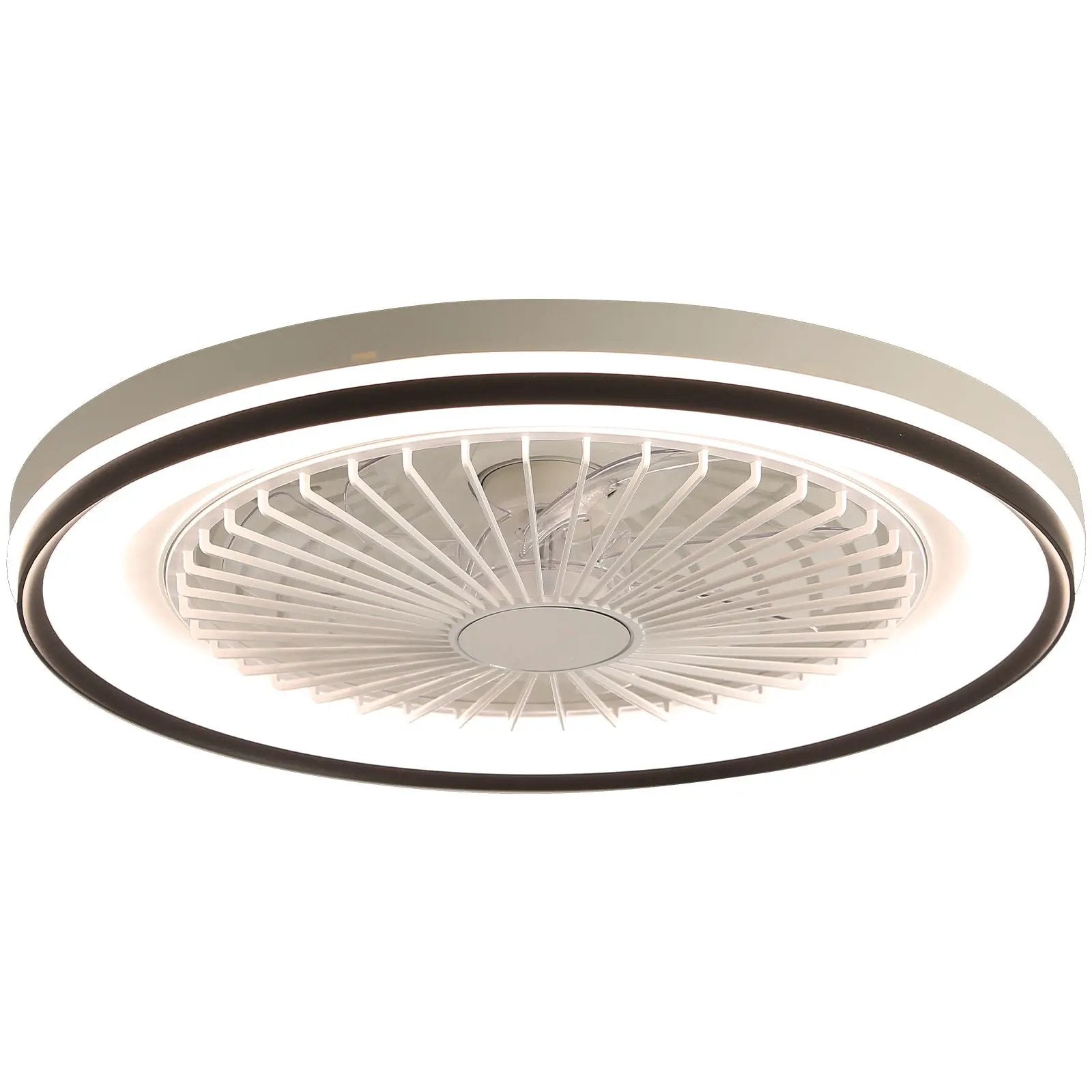 RGB Dimmable LED Enclosed Ceiling Fan with Light - White by HouseOfZazla