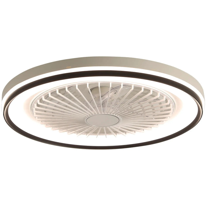 RGB Dimmable LED Enclosed Ceiling Fan With Light Flush Mount Bladeless, 6 Speed, Remote Control - White by Unique Piece Furniture