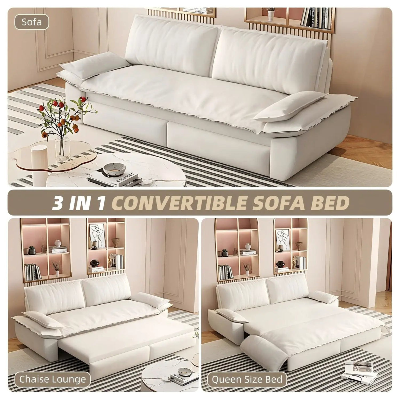 Queen Pull Out Bed, 3 In 1 Convertible Sleeper Sofa by HouseOfZazla