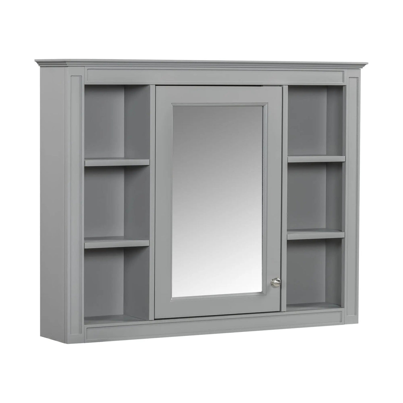 Wall Mounted Medicine Cabinet With Mirror, Storage Cabinet Featuring 6 Open Shelves And Adjustable Interior by HouseOfZazla