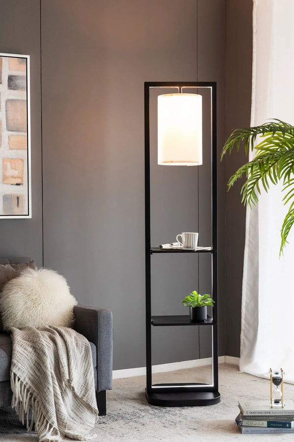 Two Tiered Vertical Shelving Stand with Light
