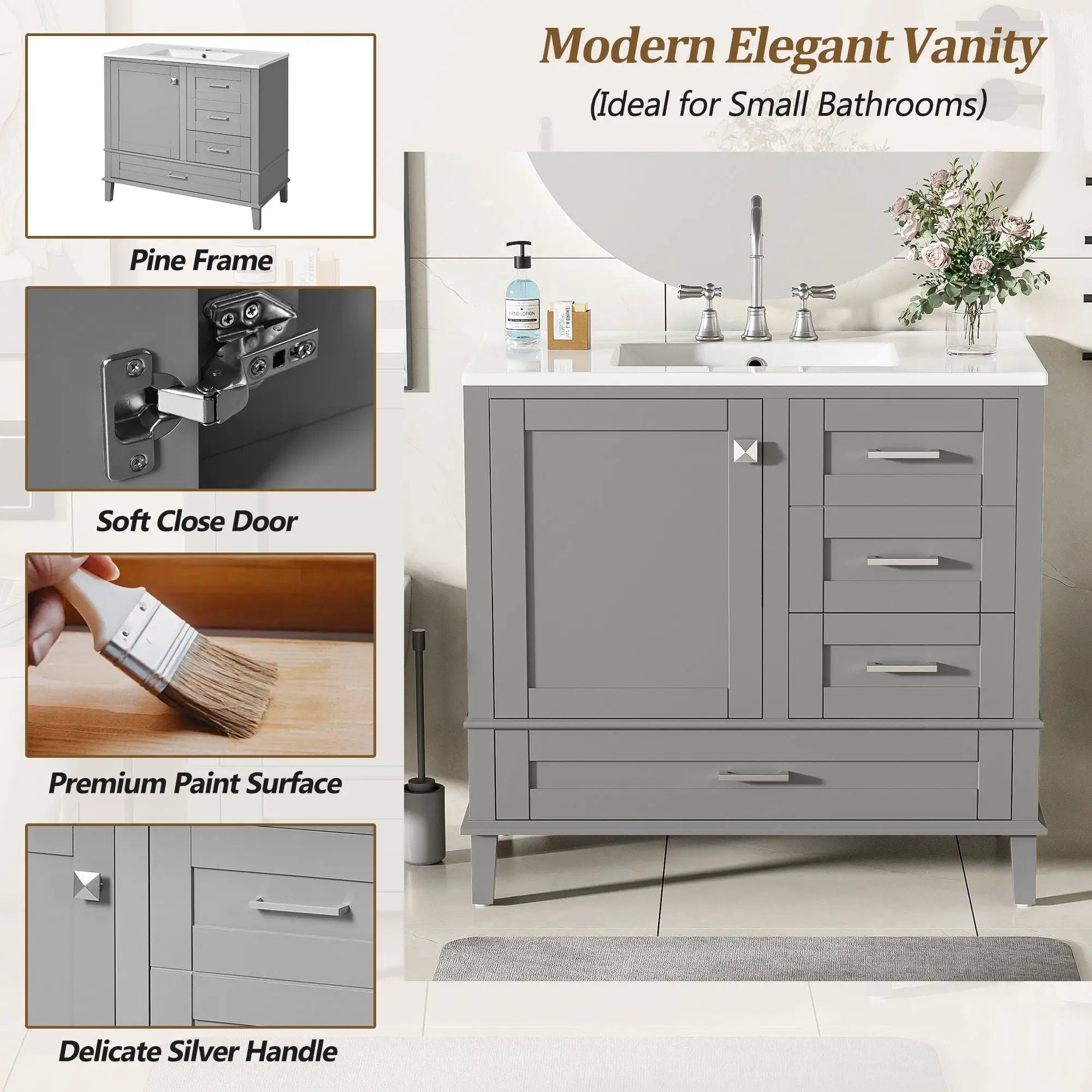 Traditional Bathroom Vanity Set With Soft Close Doors by Unique Piece Furniture