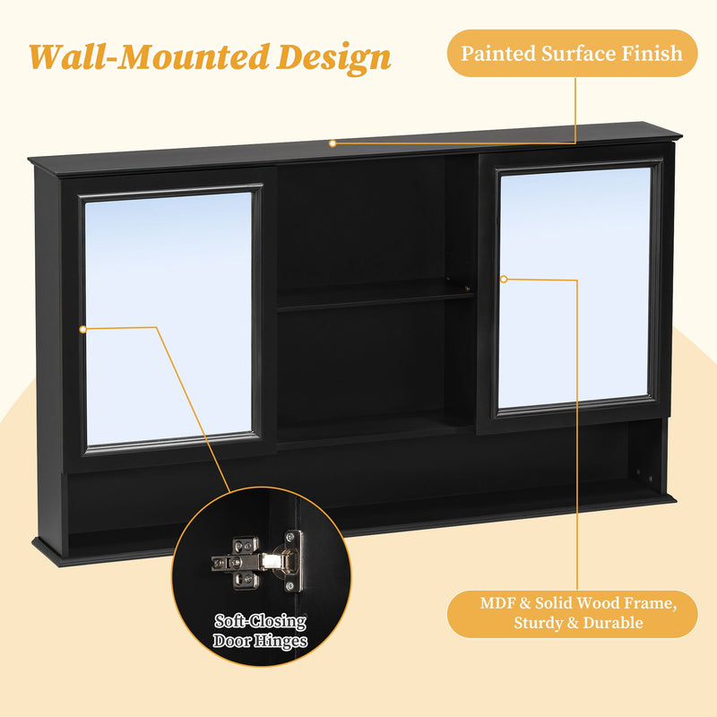 Wall Mounted Bathroom Medicine Cabinet With Double Mirrored Doors by HouseOfZazla