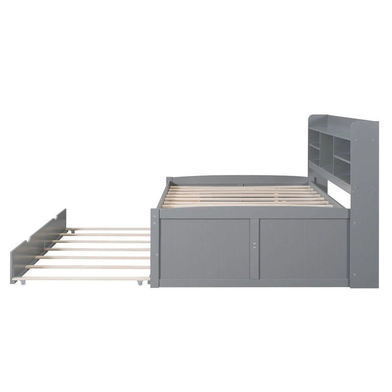 Captain Bed With Built In Bookshelves, 3 Storage Drawers, And Trundle by HouseOfZazla