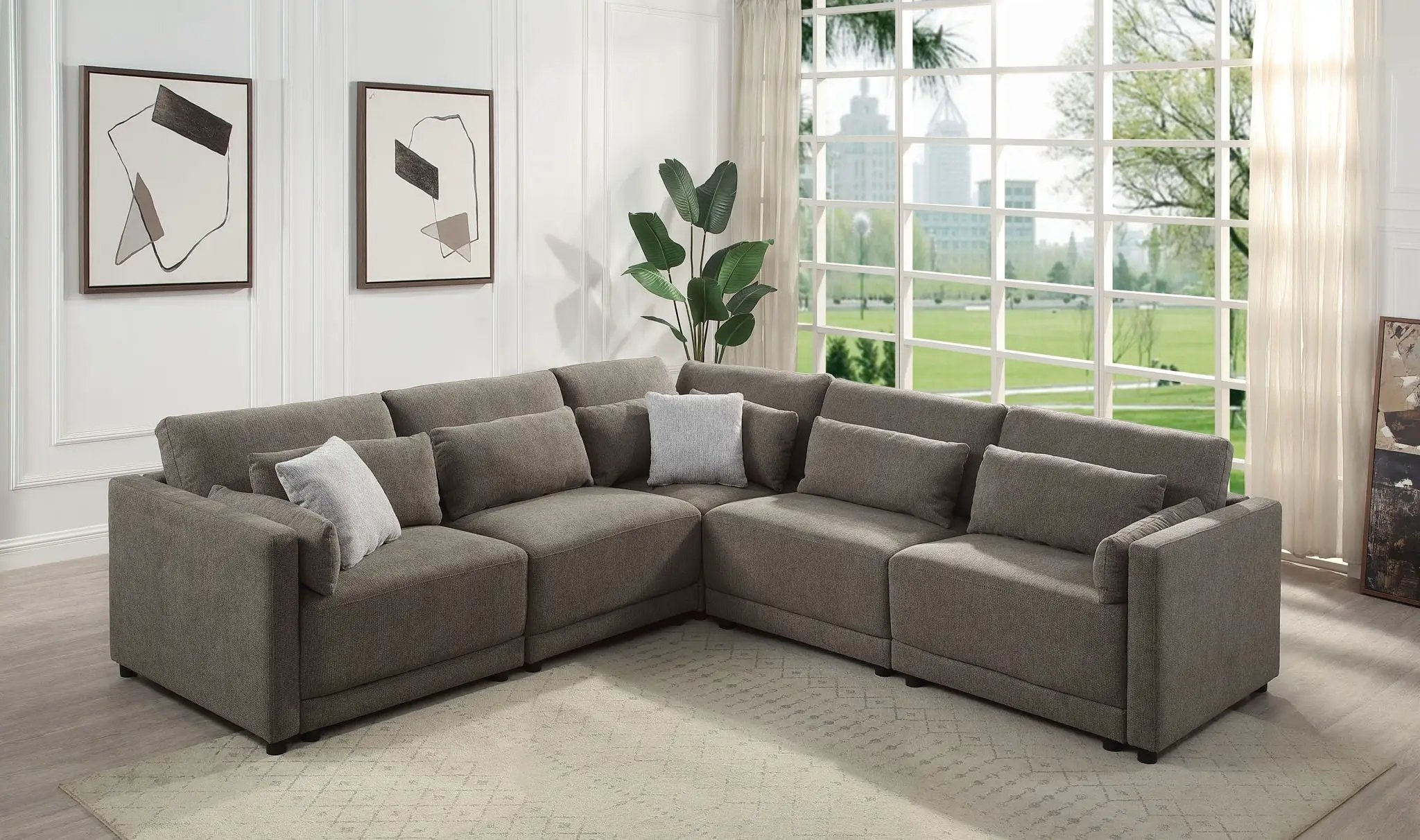 Rylie Modular Sectional Sofa With Toss Pillows by HouseOfZazla