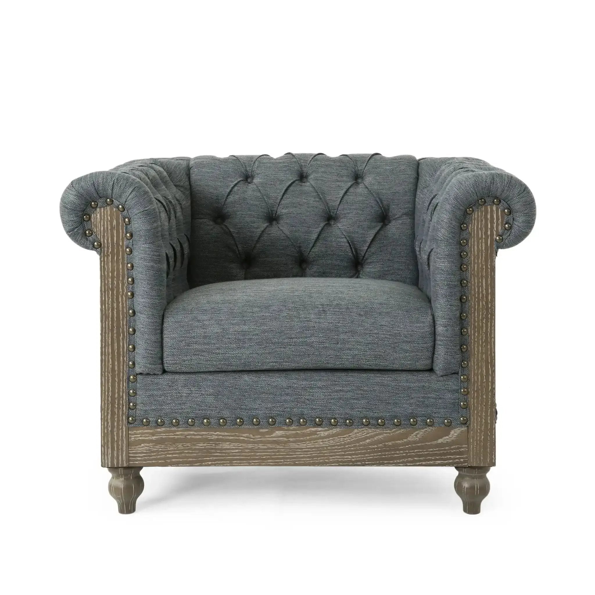 Fabric Upholstered Club Chair With Scrolled Tuxedo Arms by HouseOfZazla