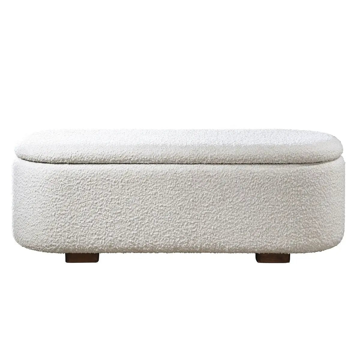 Sandro - Bench With Storage - Beige Boucle & Walnut by Unique Piece Furniture
