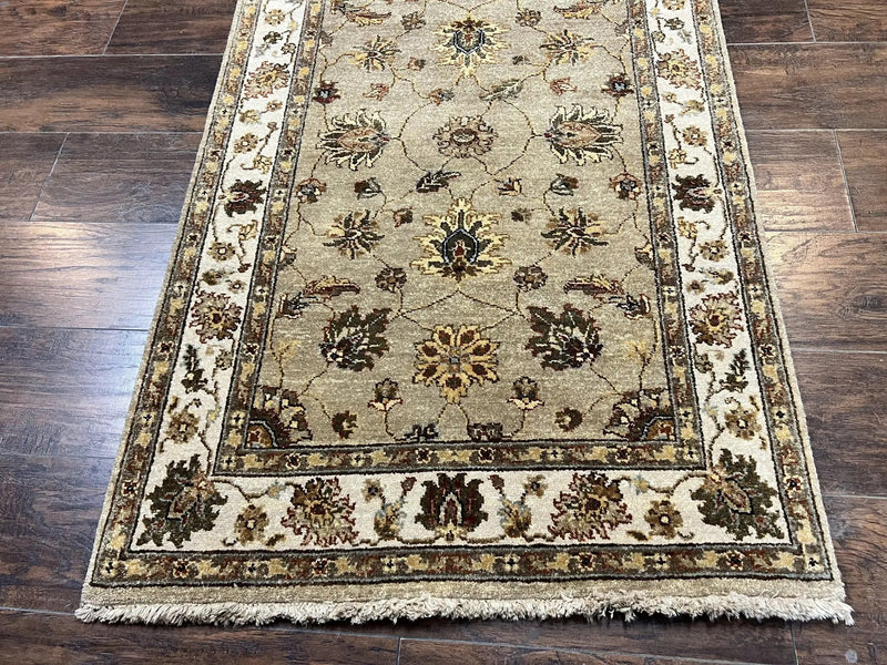 Peshawar Runner Rug 3 x 20, Wool Hand Knotted Vintage Pakistani Carpet, Olive Green & Ivory, Extra Long 20ft Hallway Runner, Floral by Jewel Rugs