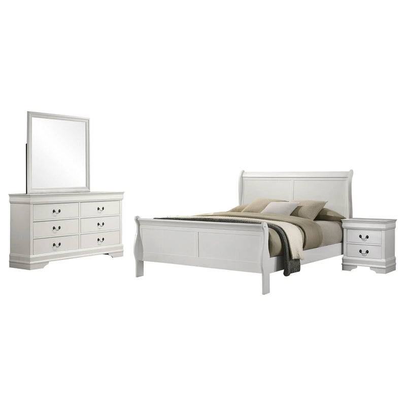Mckee - 4 Piece Queen Bedroom Set, Includes Bed, Nightstand, Dresser And Mirror - White by HouseOfZazla