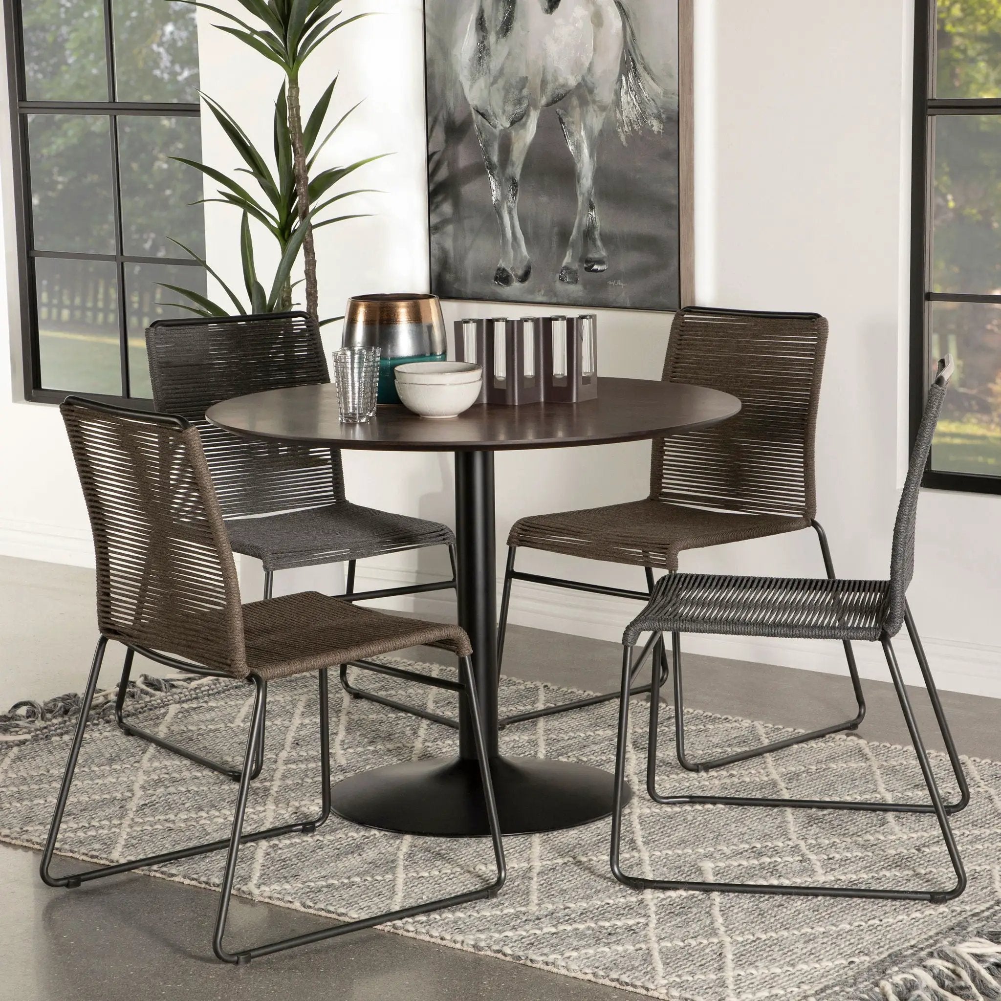 Cora Round 40-inch Wood Top Dining Table Brown Walnut by Unique Piece Furniture