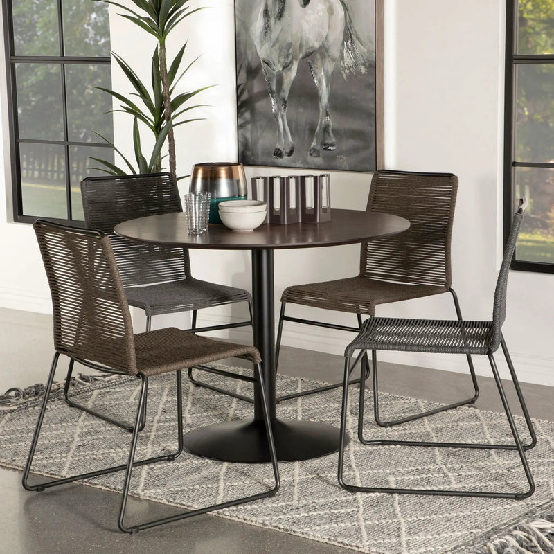 Cora Round 40-inch Wood Top Dining Table Brown Walnut by Unique Piece Furniture