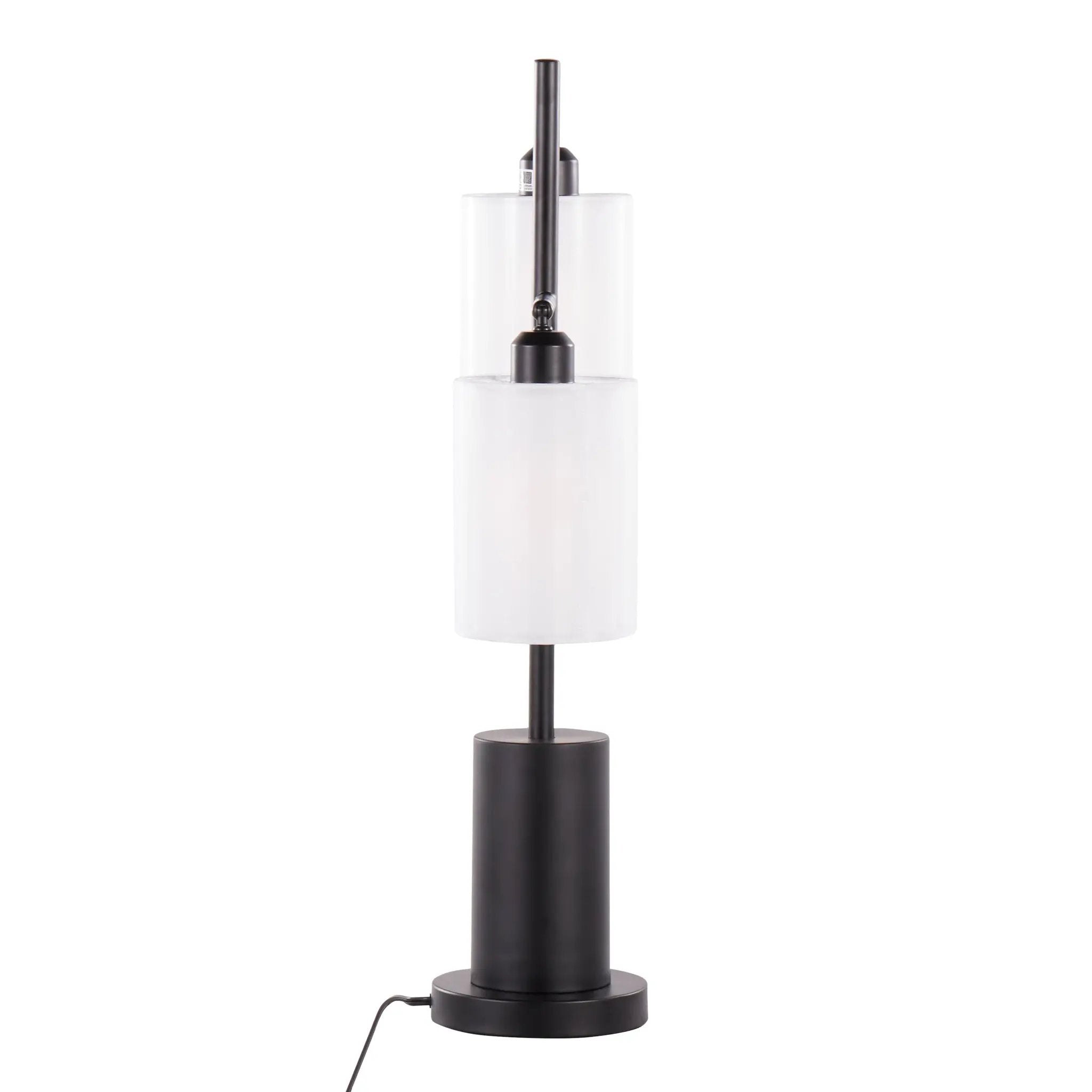 Cannes Contemporary Table Lamp in Black Metal with White Shades by HouseOfZazla