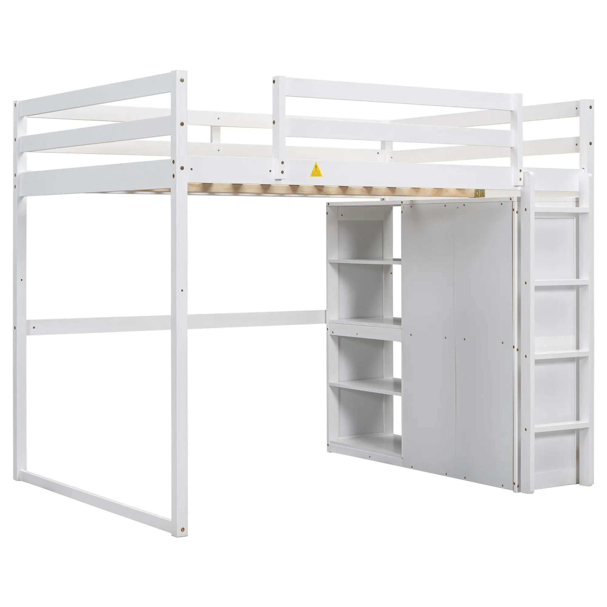 Loft Bed With Built In Wardrobe, Storage Shelves, And LED Light by Unique Piece Furniture