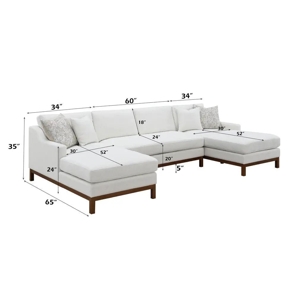 Valiant - Sectional Sofa With 4 Pillows - Ivory Chenille by Unique Piece Furniture