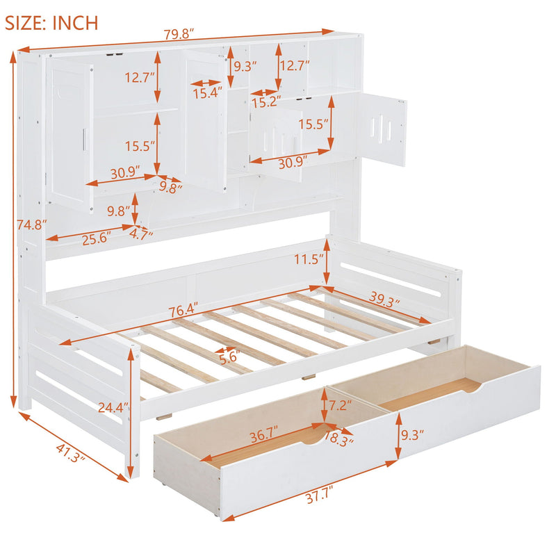 Daybed With All-In-One Cabinet And Shelf by HouseOfZazla