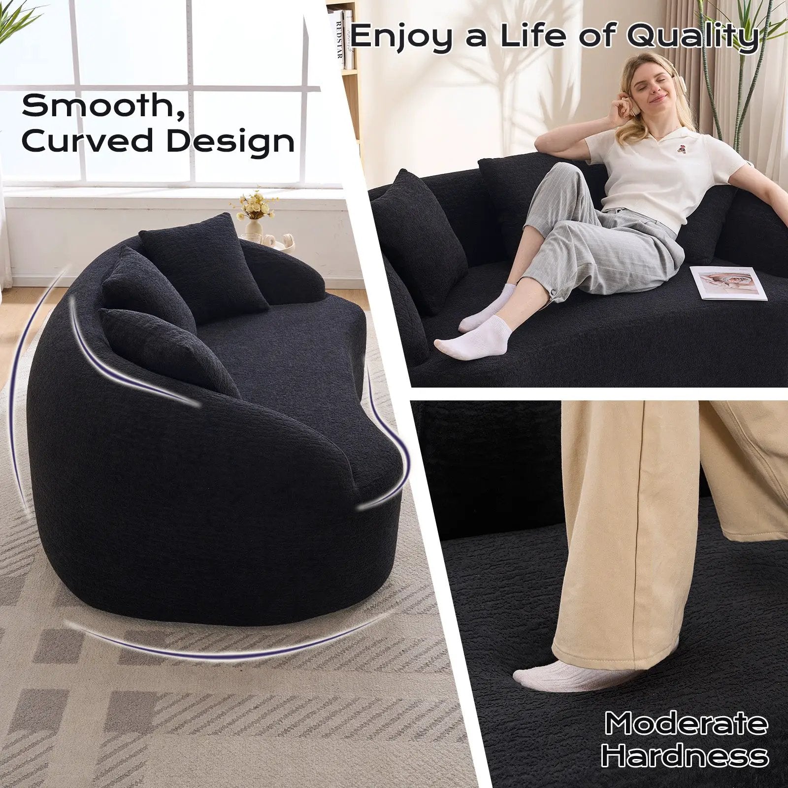 LY-049S Curved Modern Boneless Sofa Loveseat by HouseOfZazla