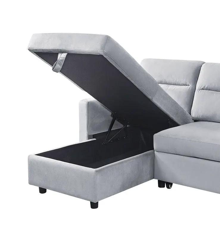 Ivy - Reversible Sleeper Sectional Sofa With Storage Chaise And Side Pocket by Unique Piece Furniture