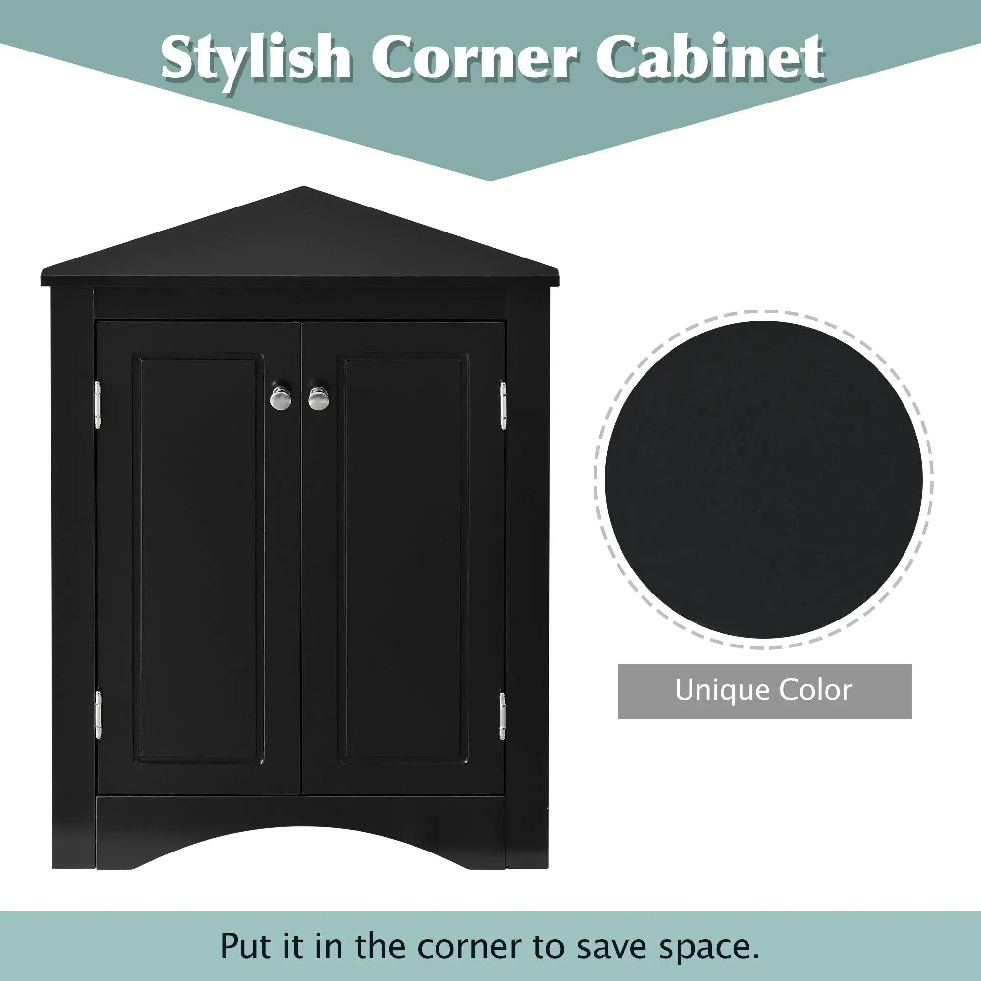 Triangle Bathroom Storage Cabinet With Adjustable Shelves, Freestanding Floor Cabinet For Home Kitchen by HouseOfZazla