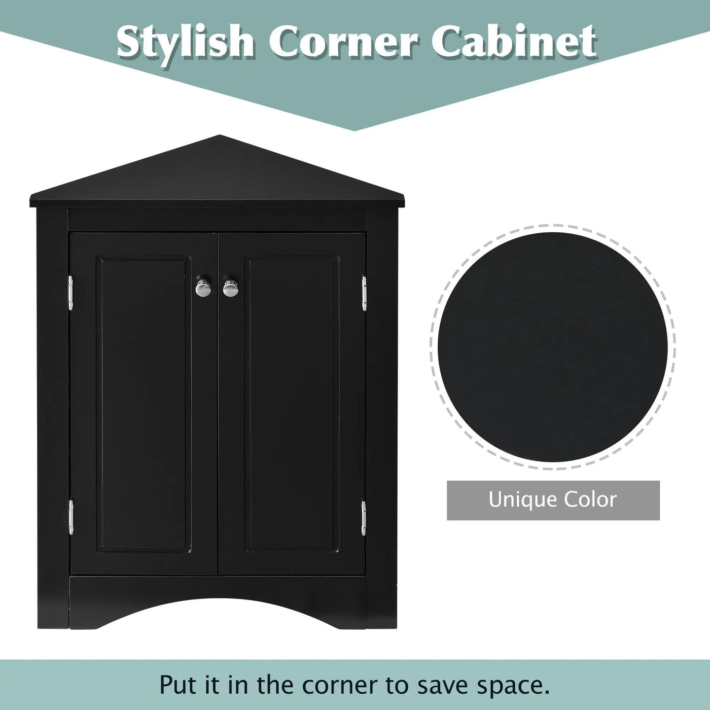 Triangle Bathroom Storage Cabinet With Adjustable Shelves, Freestanding Floor Cabinet For Home Kitchen by Unique Piece Furniture