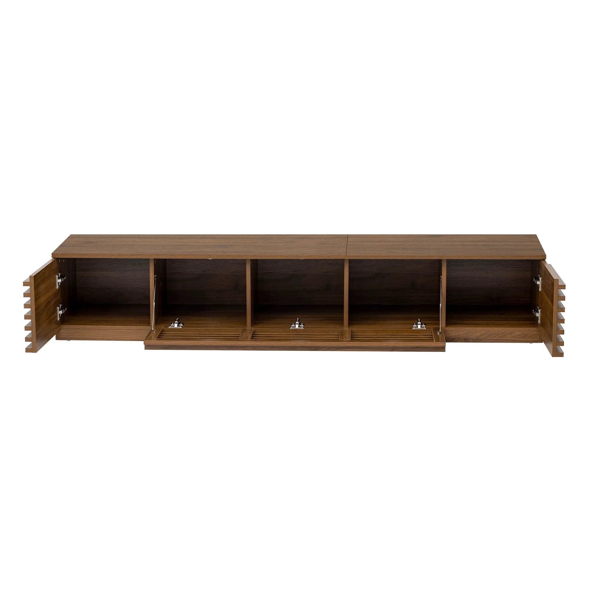 TV Stand for TVs, Entertainment Center with Cable Management and Soft Closing Hinges - Walnut by HouseOfZazla
