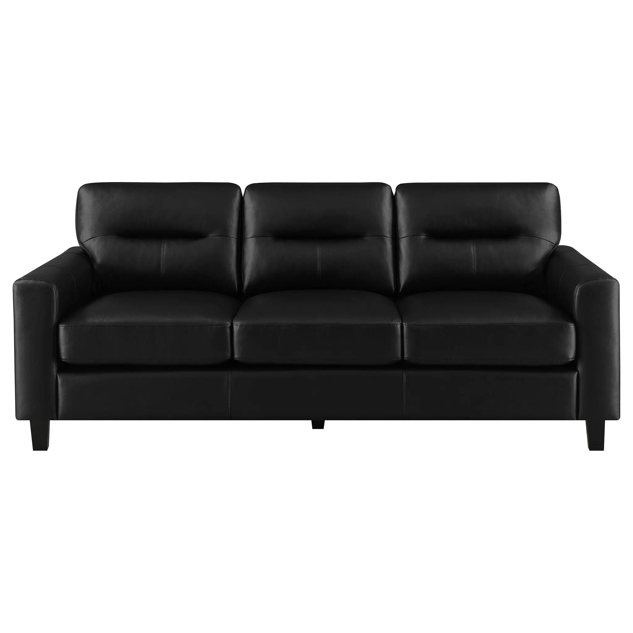 Scotland Faux Leather Upholstered Track Arm Sofa Black by Unique Piece Furniture