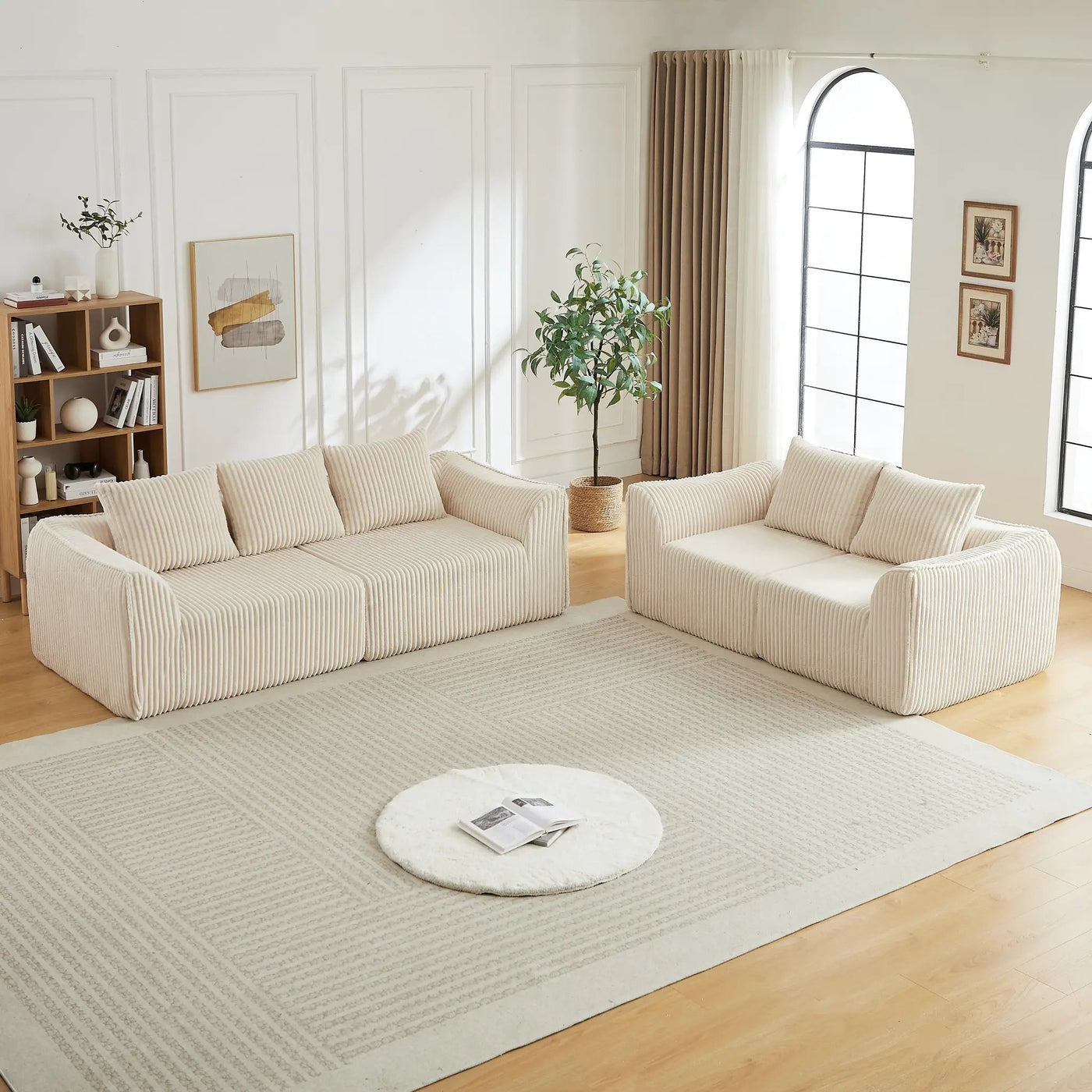 Minimalist 3+2 Seater Corduroy Sofa Set by HouseOfZazla