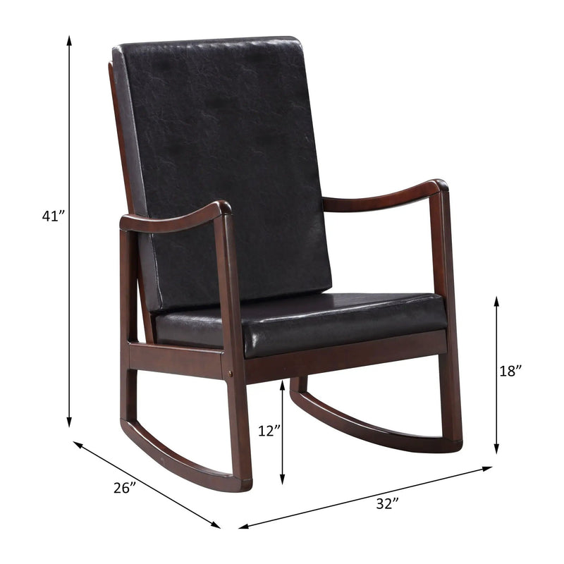 Raina - Synthenic Leather Rocking Chair - Espresso by HouseOfZazla