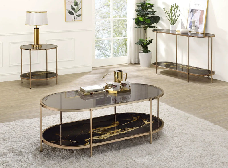 Fiorella - Marble Print Glass Table by Unique Piece Furniture