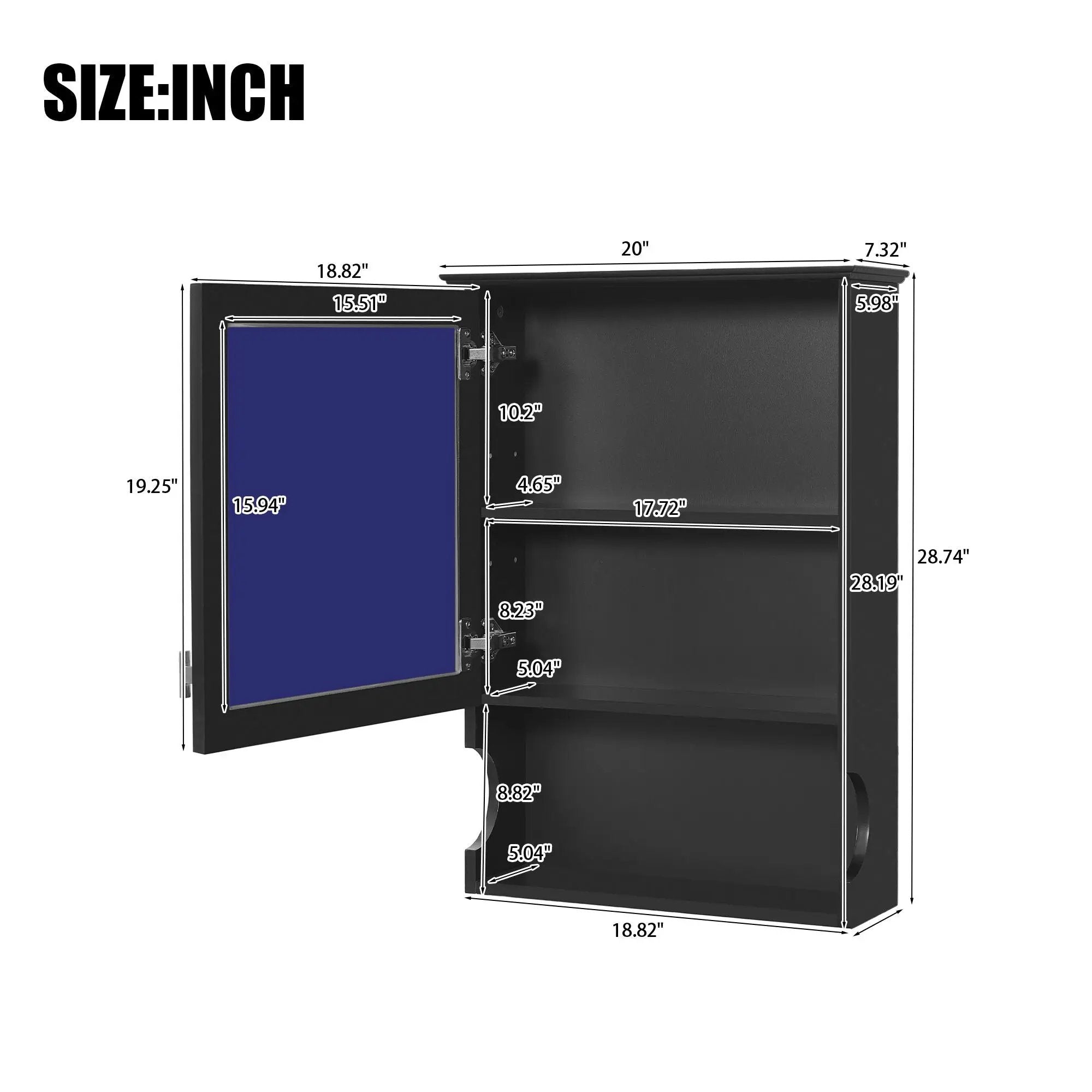Wall Mounted Bathroom Storage Cabinet With Mirror, Soft Closing Hinges by Unique Piece Furniture