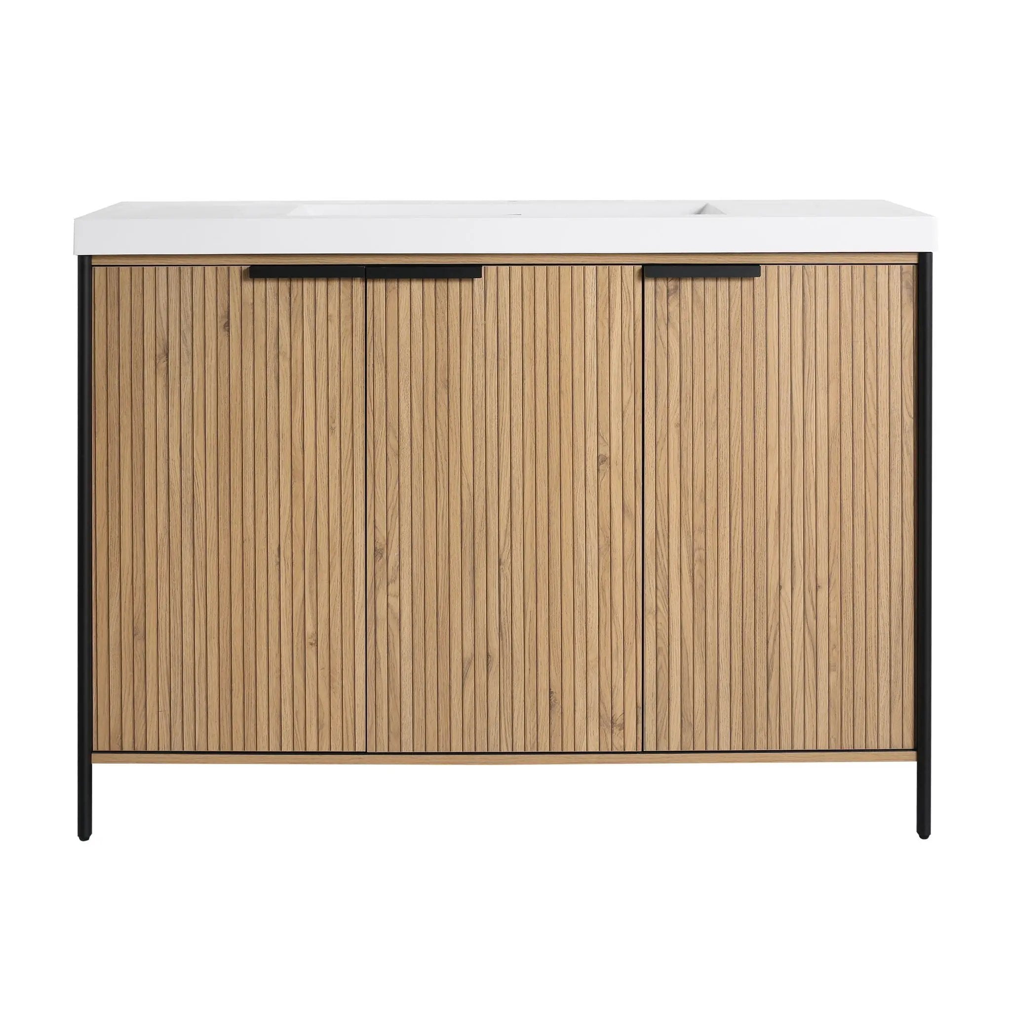 Modern Freestanding Bathroom Vanity With Resin Sink & Soft Close Cabinet Doors by HouseOfZazla