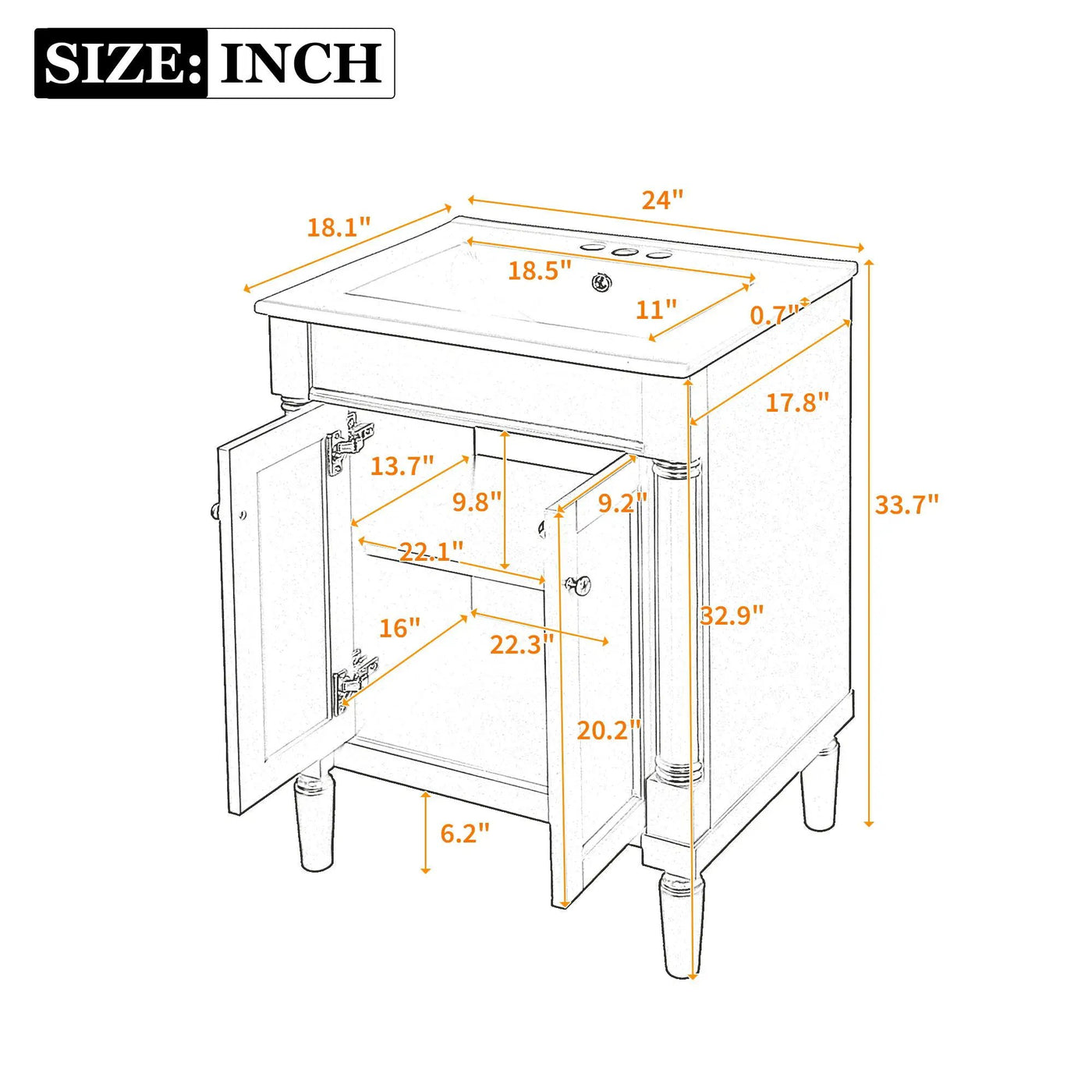 Bathroom Vanity With Top Sink, 2 Tier Storage Cabinet by Unique Piece Furniture