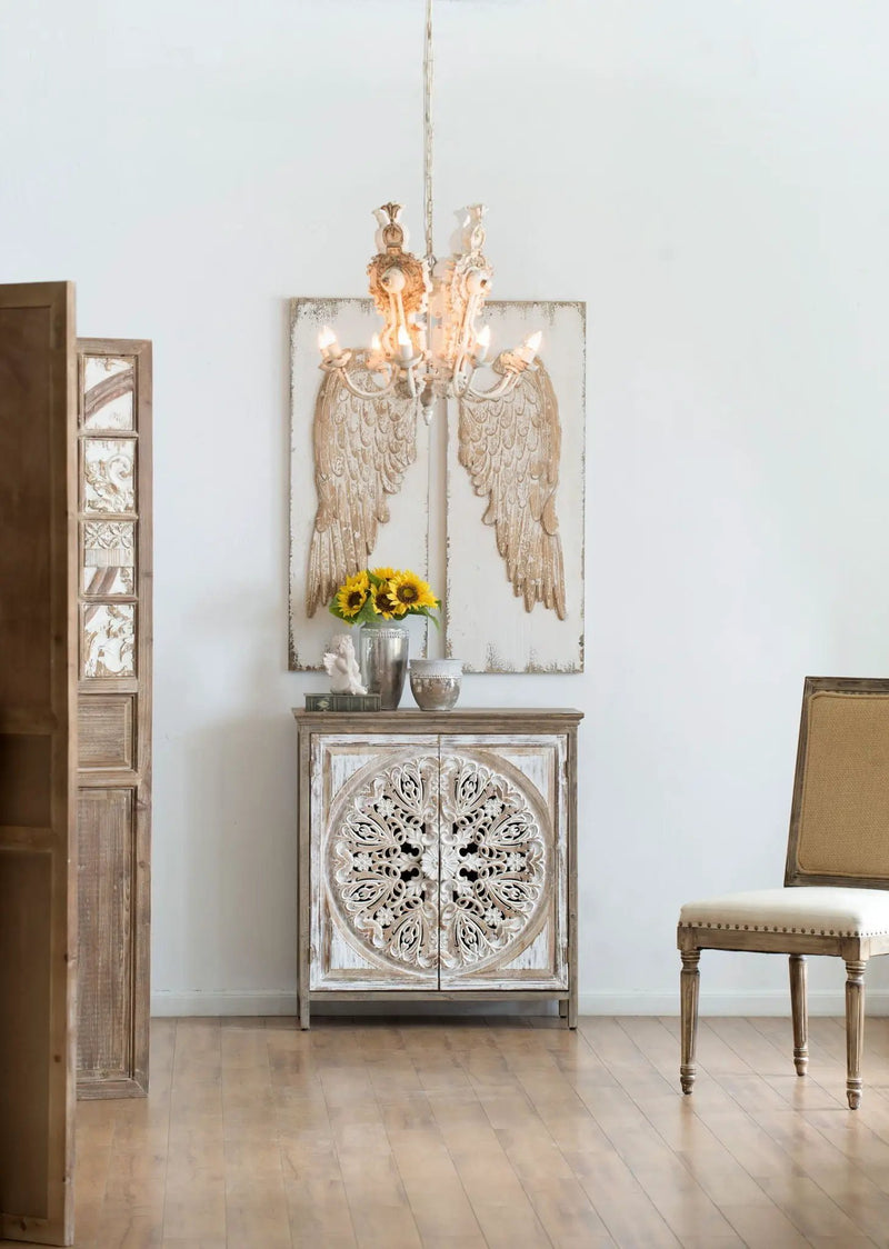 Feather Wing Wall Panels With Distressed, Rectangle Hanging Wall Art (Set of 2) - Multicolor by Unique Piece Furniture