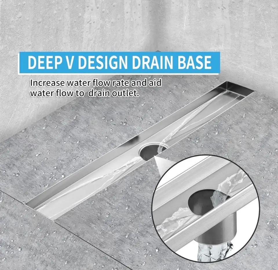 Open Box Linear Shower Drain 36 inch, Floor Drain with Removable Pattern Grate, 304 Stainless Steel Rectangular Linear Drain with Hair Strainer, CUPC by Selzalot