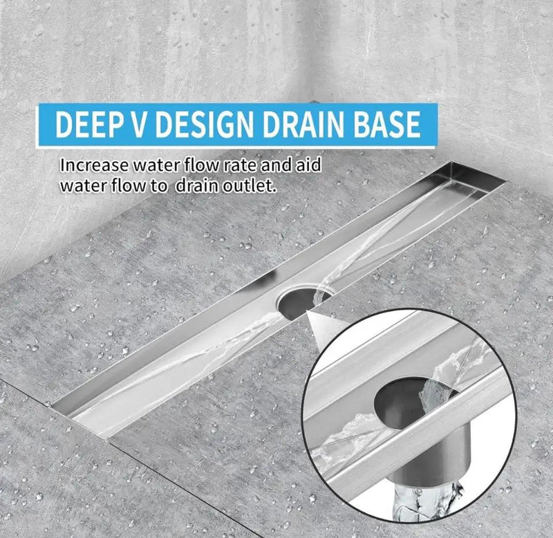 Open Box Linear Shower Drain 36 inch, Floor Drain with Removable Pattern Grate, 304 Stainless Steel Rectangular Linear Drain with Hair Strainer, CUPC by Selzalot